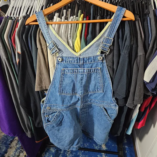 Gap Denim Short Overalls Size S Blue Industrial Denim