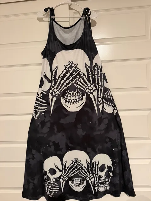 Skeleton Costume Set Size XL Black White Dress Accessories