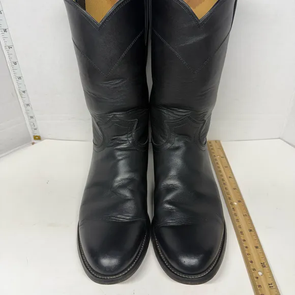 Justin Men's Black Kipskin Leather Roper Western Boots 8 D 3133