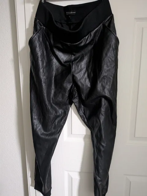 Guess Faux Leather Joggers Size L Black