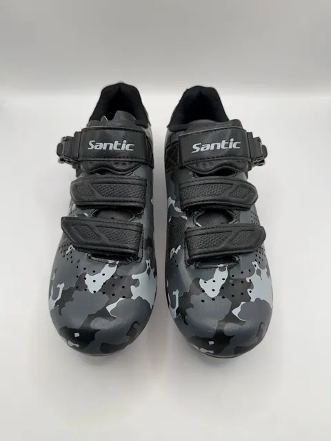 Santic Cycling Shoes Size 39 Black Grey Camo Bike Cleats