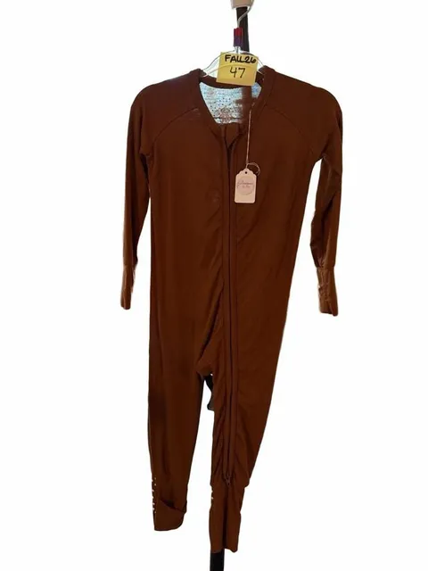 Monkeeroos Pajamas Zip Romper Size 6-12 M Brown Bamboo
