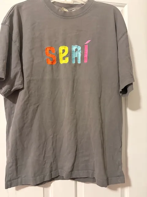 SEWMI T-Shirt Gray Embroidered Graphic Short Sleeve Crewneck