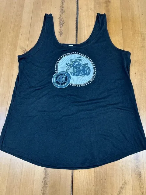 District Black Tank Top With White Motorcycle Star Graphic Size XL