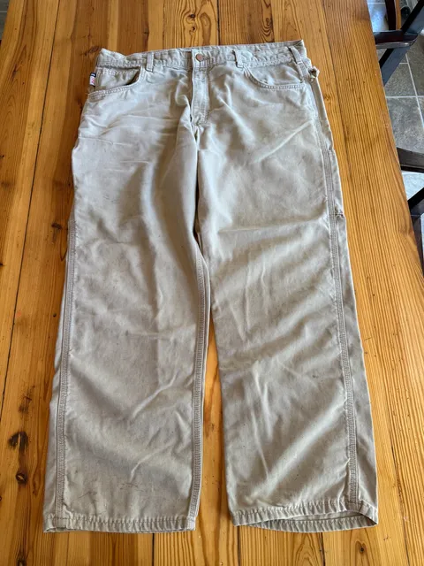 Carhartt FRB159GKH Flame Resistant Work Pants Size 38x30 Beige Cotton
