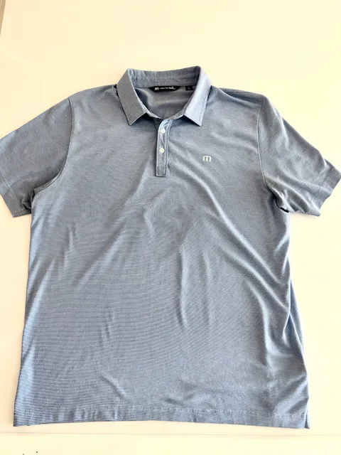 Travis Mathew Polo Shirt Mens L Large Light Blue Cotton Blend Breathable *READ
