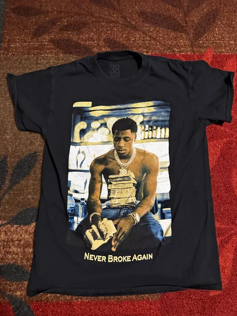 38 Baby Never Broke Again Graphic T-Shirt Size S Black