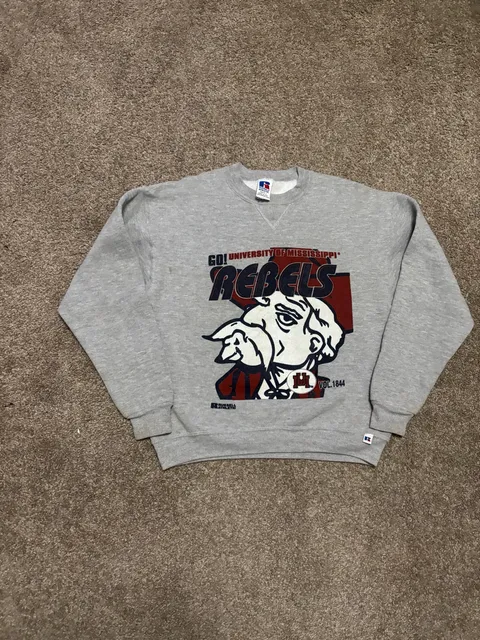 1990s Russell Athletic University of Mississippi Rebels Youth L Sweatshirt Gray