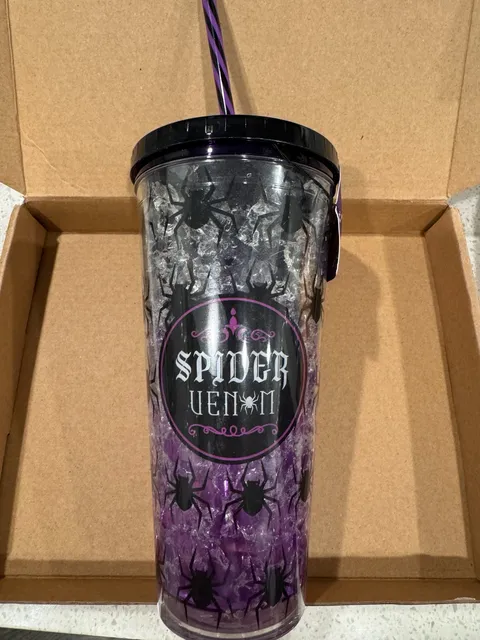 Spider Venom Purple Bling Tumbler Cup with Lid and Straw