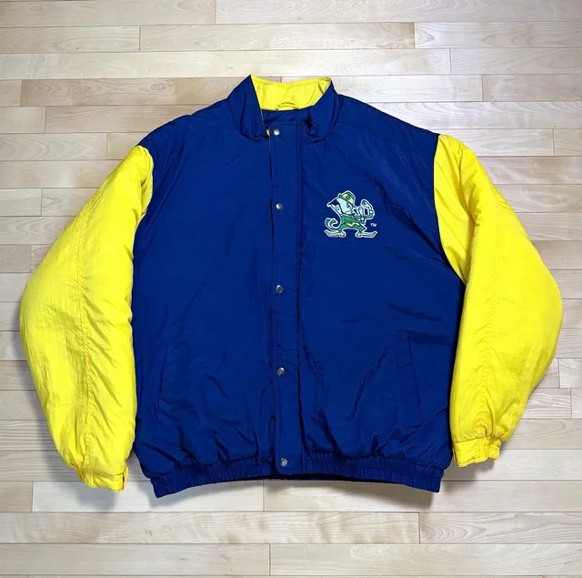 Vintage Competitor Notre Dame Fighting Irish Puffer Jacket Blue/Yellow Size XL