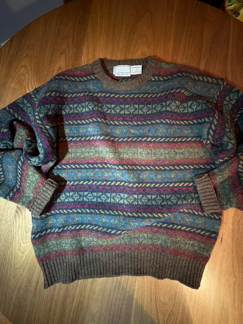 Christopher Hayes Shetland Wool Sweater Size L Fair Isle Vintage Scotland
