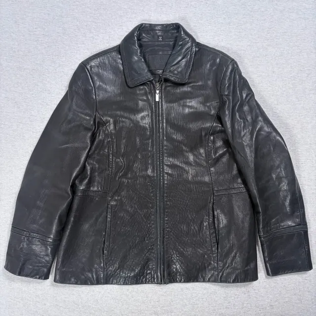 Avanti New York Leather Jacket XL Black Genuine Leather Full Zip Coat