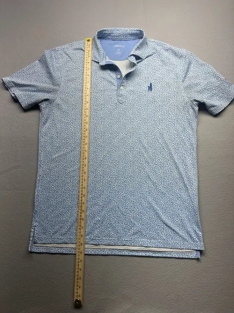 Johnnie-O Polo Shirt Size M Blue Leaf Print Short Sleeve