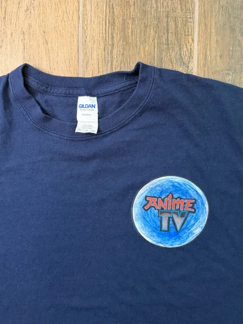 Y2K Anime TV Heavy Cotton T-Shirt Size 2XL Navy Blue Graphic Tee