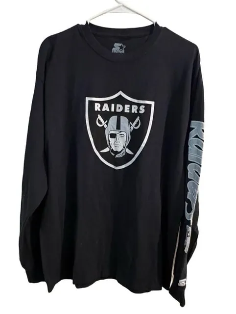 Starter Raiders Long Sleeve T-Shirt Size XL Black Football
