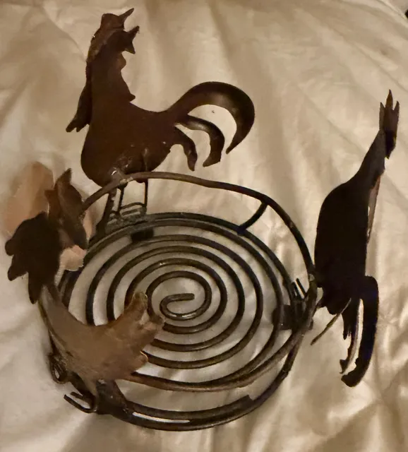 Brass Rooster Wire Spiral Candle Holder