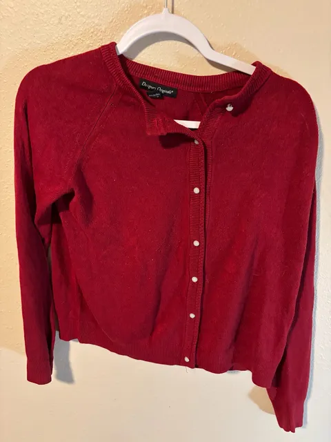 Designers Originals Cardigan Size L Red Acrylic Sweater