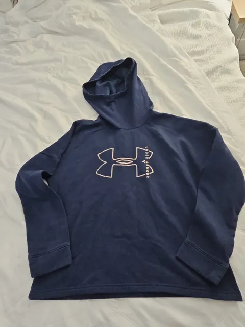 Under Armour Hoodie Size S Blue Fleece Logo Pullover