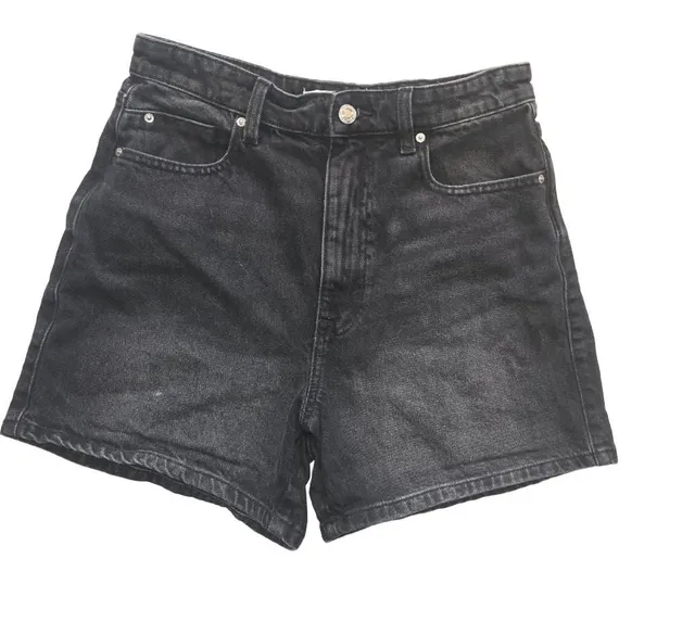Zara Denim Shorts Size 6 Black Wash Mom