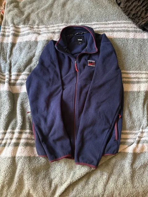 Vans Fleece Jacket Size Medium Blue Full Zip Off The Wall