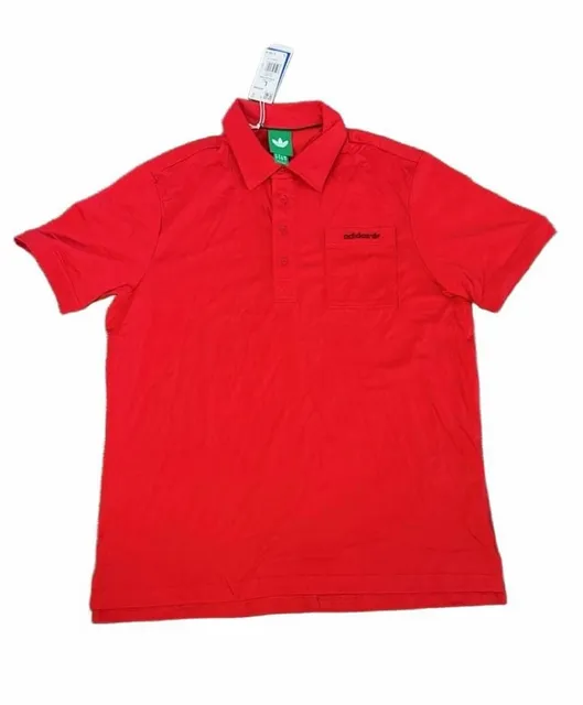 Adidas Originals Polo Shirt Size L Red Pocket Logo New