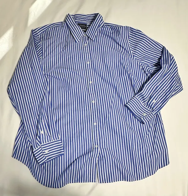 Chaps Classics Striped Button Down Shirt Size Womens 2X Blue