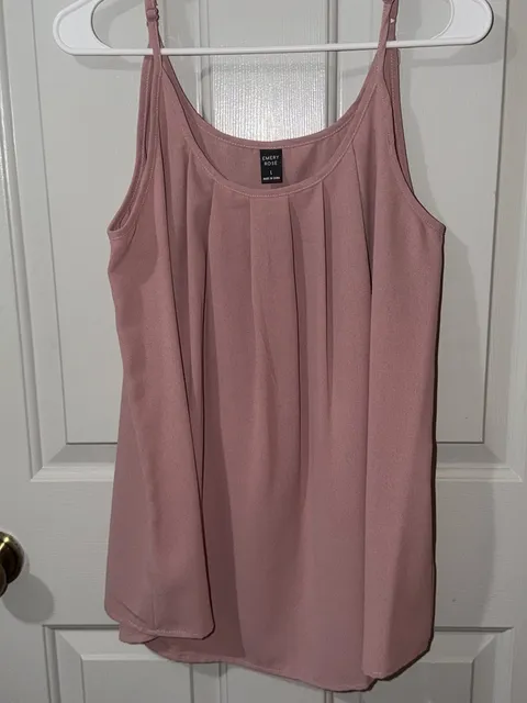 Emery Rose Pleated Cami Tank Top Size L Pink