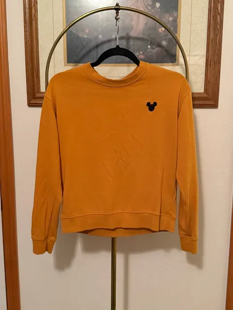 Disney Mickey Mouse Crewneck Sweatshirt Mustard Yellow S