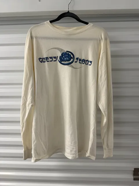 Guess U.S.A. Long Sleeve Graphic T-Shirt Size M Off White