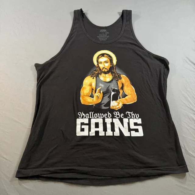 Ann Arbor T-Shirt Company Hallowed Be Thy Gains Tank Top Size 2XL Black