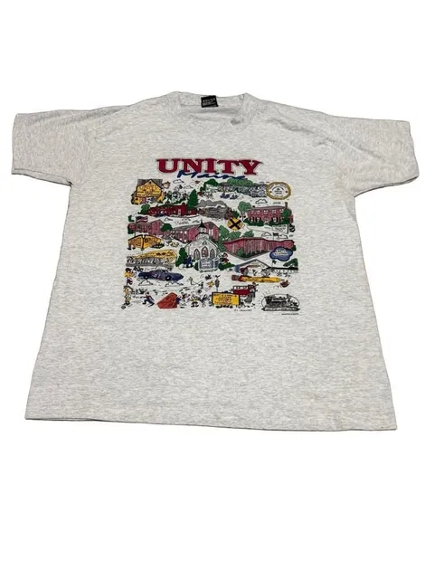 Vintage Unity Maine Graphic T-Shirt Grey