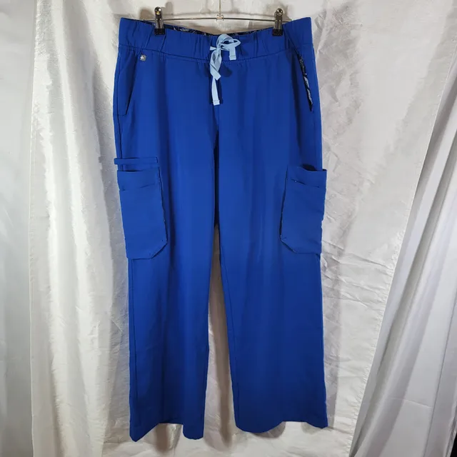 Figs Technical Collection Scrub Pants Size L Royal Blue Cargo Pockets