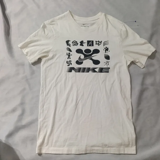 Nike The Nike Tee Men's S White Multi Logo Swoosh Graphic T-Shirt