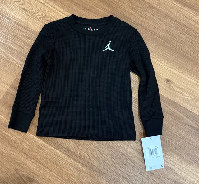 Jordan Jumpman Waffle Long Sleeve Shirt Size 2T Black