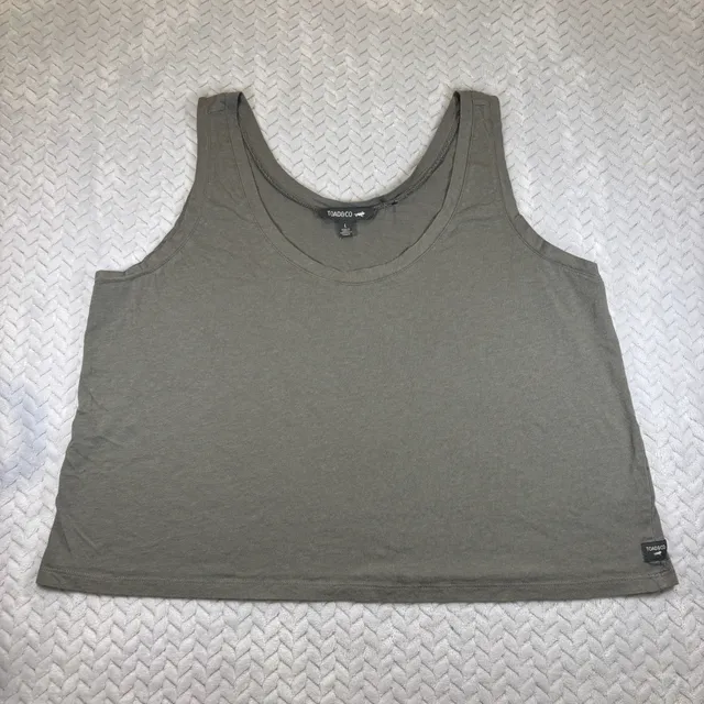 Toad&Co Tank Top Size L Grey Green Cotton Scoop Neck