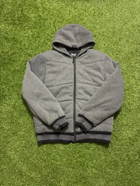 Everlast Sport Zip Up Puffer Hoodie Gray Size M