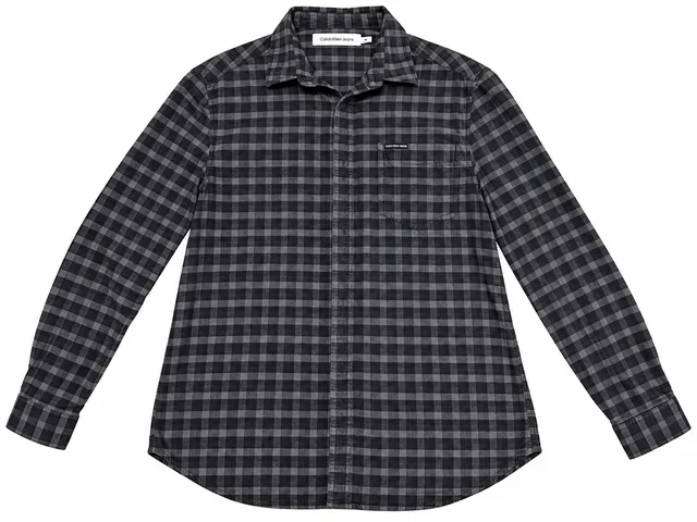 Calvin Klein Jeans Plaid Long Sleeve Button-Down Shirt Size M Black Gray