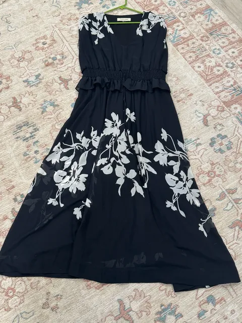 Black White Floral Maxi Dress Romantic Cottagecore Plus Size 16W