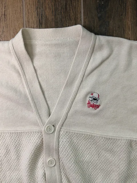 Nebraska Cornhuskers Vintage Knit Cardigan Sweater Off White No Tag