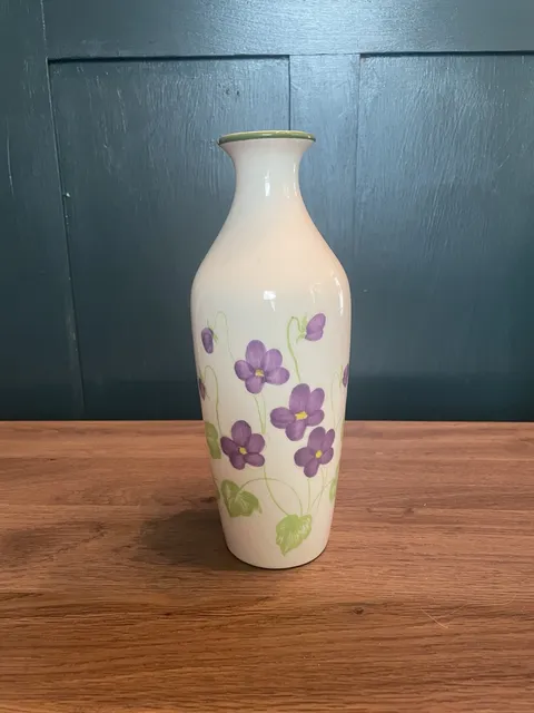 Weiss Hand Painted Floral Ceramic Vase Brazil