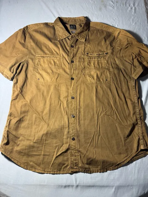 Armani Exchange Short Sleeve Button Down Shirt Brown