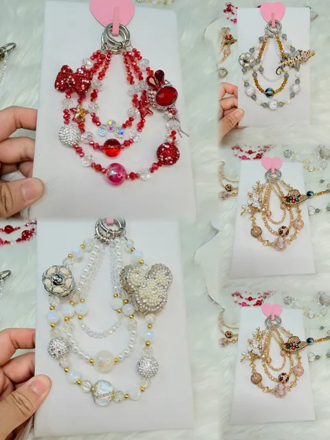 5 pieces Triple layer Beaded Purse Chain Bag Charm