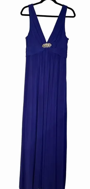 BCBGMaxAzria Royal Blue Sleeveless Embellished Long Evening Formal Dress 