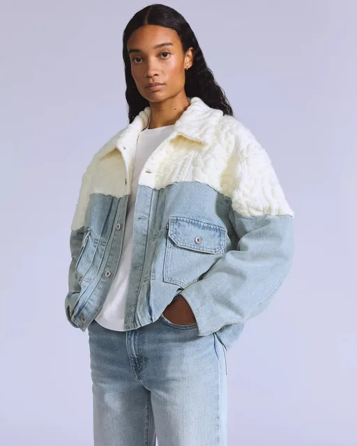 Levi Strauss & Co. Denim Knit Jacket Size S Blue White