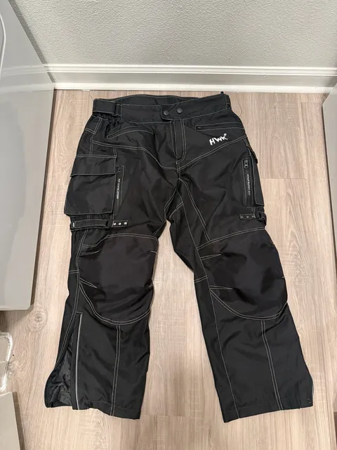 HWK Motorcycle Riding Pants Size XL Black Armored Touring Cordura Fabric