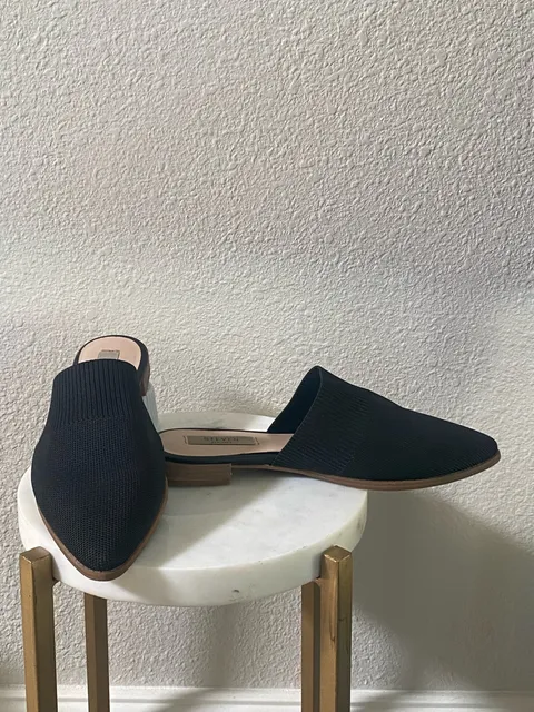 Steven New York Pointed Toe Mules Size 8.5 Black Knit Flats