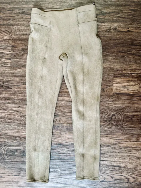Spanx Faux Suede Leggings Size S Taupe Pull-On