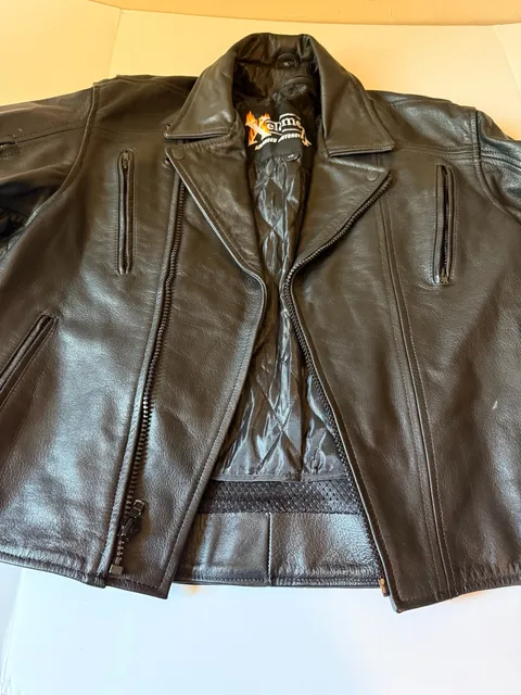 Xelement Leather Motorcycle Jacket Size XL Black Biker