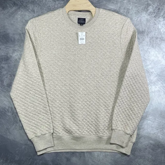 J.Crew Authentic Fleece Quilted Sweatshirt Size L Oatmeal NWT