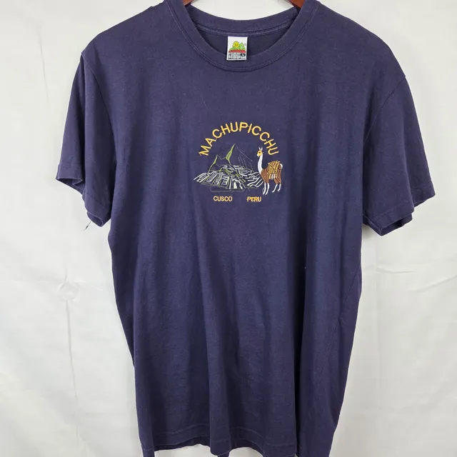 Manco Inca Machu Picchu Cusco Peru T-Shirt Size L Purple Souvenir